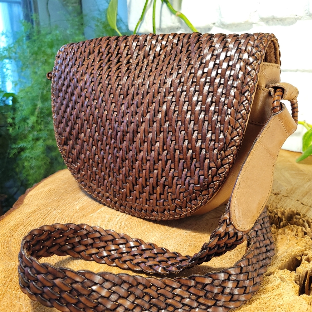 De Vecchi Italian Woven Leather Bag - Picture 1 of 15